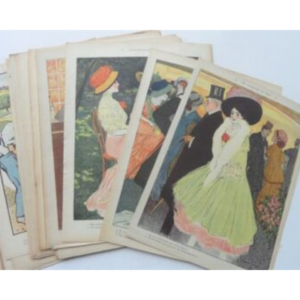 Diverse art deco steendrukken uit Le Rire van 1905 en 1908