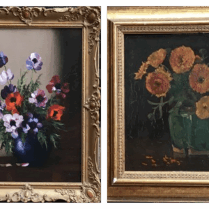 Hollandse school (20e eeuw) – twee schilderijen: bloemen